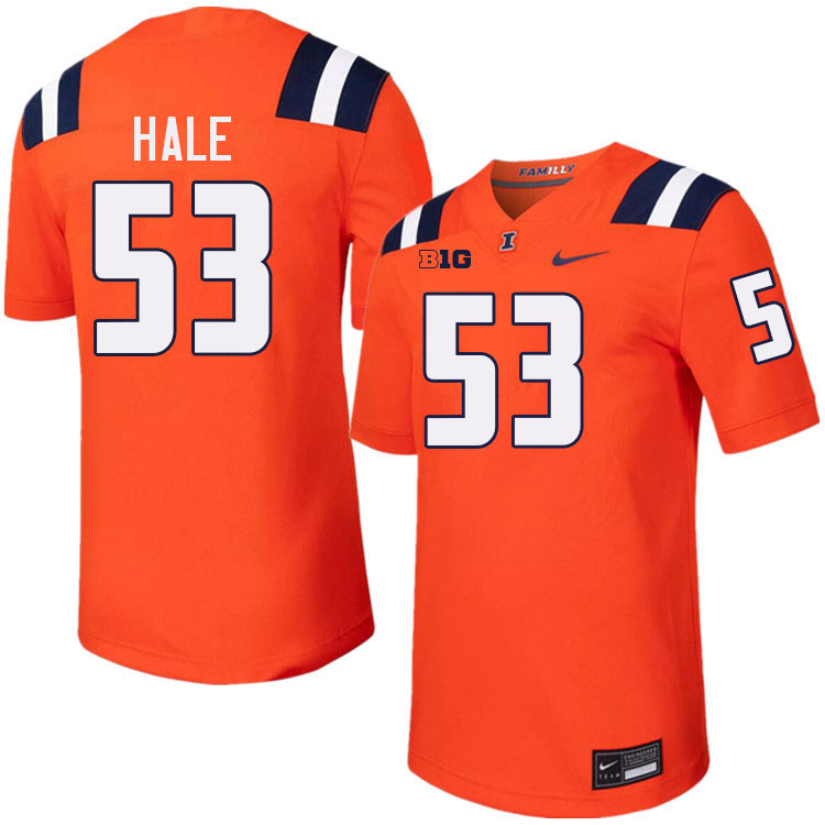 Men #53 Devin Hale Illinois Fighting Illini College Football Jerseys Stitched-Orange